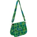 Green Abstract Geometric Saddle Handbag View1