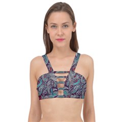 Seamless Pattern Paisley Decorative Cage Up Bikini Top