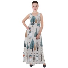 Snowman Snow Christmas Empire Waist Velour Maxi Dress