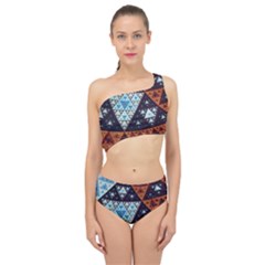 Fractal Triangle Geometric Abstract Pattern Spliced Up Two Piece Swimsuit