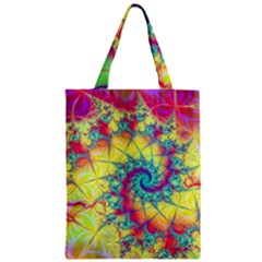 Fractal Spiral Abstract Background Vortex Yellow Zipper Classic Tote Bag