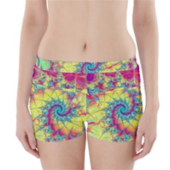 Fractal Spiral Abstract Background Vortex Yellow Boyleg Bikini Wrap Bottoms