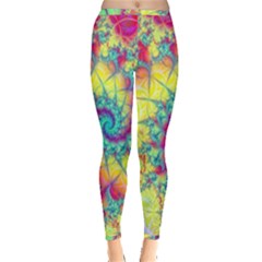 Fractal Spiral Abstract Background Vortex Yellow Inside Out Leggings