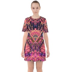 Trippy Garland Sixties Short Sleeve Mini Dress by MRNStudios