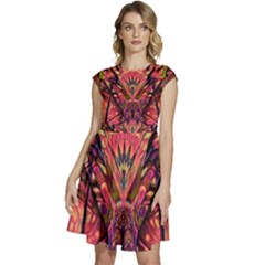 Trippy Garland Cap Sleeve High Waist Dress