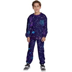 Realistic Night Sky Poster With Constellations Kids  Sweatshirt Set