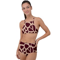 Animal Print Girraf Patterns Halter Tankini Set