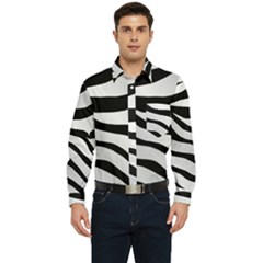 White Tiger Skin Men s Long Sleeve Pocket Shirt 