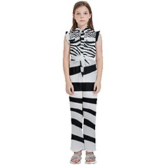 White Tiger Skin Kids  Sleeveless Ruffle Edge Band Collar Chiffon One Piece