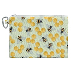 Bees Pattern Honey Bee Bug Honeycomb Honey Beehive Canvas Cosmetic Bag (xl)