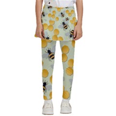 Bees Pattern Honey Bee Bug Honeycomb Honey Beehive Kids  Skirted Pants