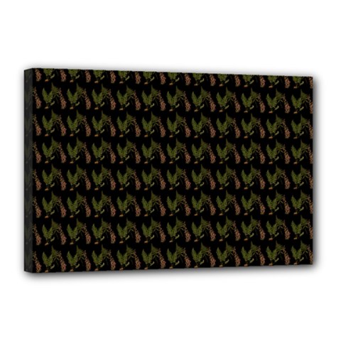 Fern Pattern 2 Black Canvas 18  X 12  (stretched)