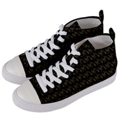 Fern Pattern 2 Black Women s Mid-top Canvas Sneakers