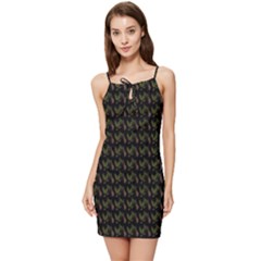 Fern Pattern 2 Black Summer Tie Front Dress