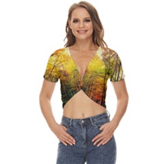 Forest Woods Autumn Nature Twist Front Crop Top