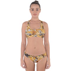 Leaf Yellow Point Flower White Cross Back Hipster Bikini Set