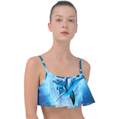 Dolphin Blue Sea Fantasy Frill Bikini Top