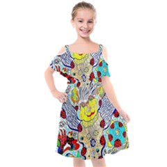 Supersonic Ladybug Angel Power Kids  Cut Out Shoulders Chiffon Dress