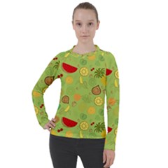 Art Fruits Pattern Women s Pique Long Sleeve T-shirt