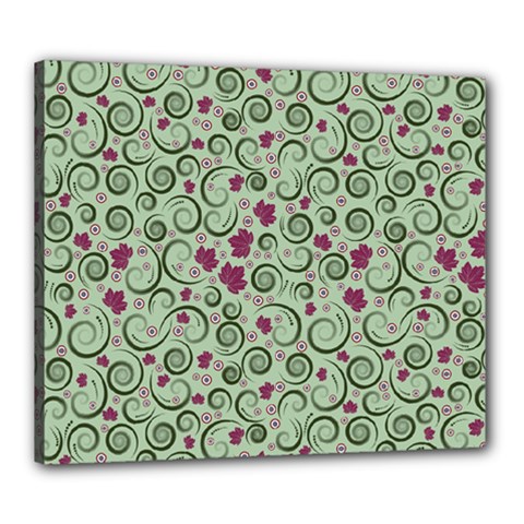 Swirls Foliage Leaves Green Canvas 24  X 20  (stretched)