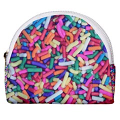 Colorful Candy Texture, Close-up Horseshoe Style Canvas Pouch