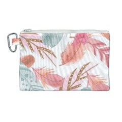 Feathers, Boho, Cute, Feather, Pastel Canvas Cosmetic Bag (large)