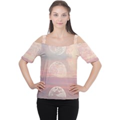 Moon Phase, Cloud, Clouds, Moon, Pastel Cutout Shoulder T-shirt