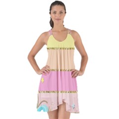 Pastel, Butterfly, Spring, Stripes, Show Some Back Chiffon Dress