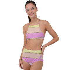 Pastel, Butterfly, Spring, Stripes, Halter Tankini Set