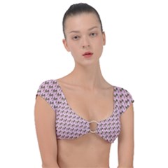 Fern Pattern 2 Pink Cap Sleeve Ring Bikini Top