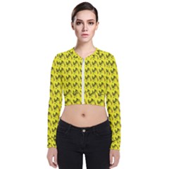 Fern Pattern 2 Yellow Long Sleeve Zip Up Bomber Jacket