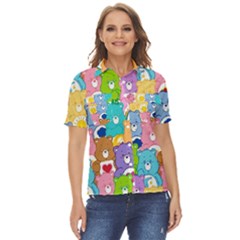 Care Bears, Adorable, Art Women s Short Sleeve Double Pocket Shirt