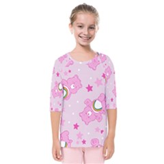 Cheer Bear Pink, Care, Care Bears, Cartoon Kids  Quarter Sleeve Raglan T-shirt