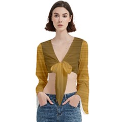 Gold, Desenho, Golden, Metal, Shiny, Trumpet Sleeve Cropped Top