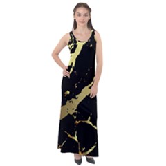 Marble Black, Kiss, Gold, Pretty Sleeveless Velour Maxi Dress