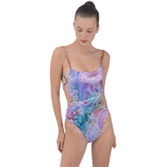 Cells Fluid Bubbles Tie Strap One Piece Swimsuit