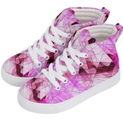 Pink Abstract Lineart Kids  Hi-top Skate Sneakers