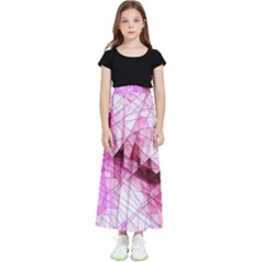 Pink Abstract Lineart Kids  Flared Maxi Skirt