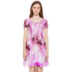 Pink Abstract Lineart Inside Out Cap Sleeve Dress