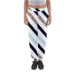 Pattern, Blue, Gold, Lines, Stripes Women s Jogger Sweatpants