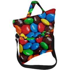 Colorful Candy Background, Close-up Fold Over Handle Tote Bag