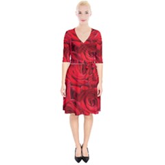 Red Roses , Flowers, Red Roses Wrap Up Cocktail Dress