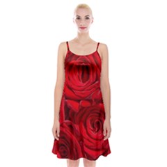 Red Roses , Flowers, Red Roses Spaghetti Strap Velvet Dress