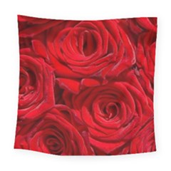 Red Roses , Flowers, Red Roses Square Tapestry (large)