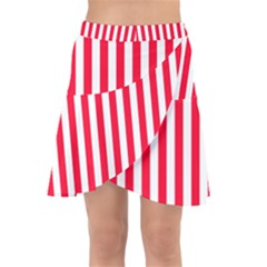 Red Stripes, Texture, Sticker, Wrap Front Skirt