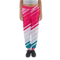 Red White Teal Stripes Women s Jogger Sweatpants