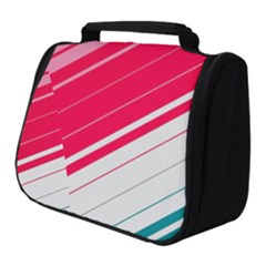 Red White Teal Stripes Full Print Travel Pouch (small)