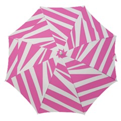 White Pink Stripes, Pattern Straight Umbrellas by kyorashop23