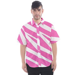 White Pink Stripes, Pattern Men s Short Sleeve Shirt