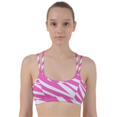 White Pink Stripes, Pattern Line Them Up Sports Bra